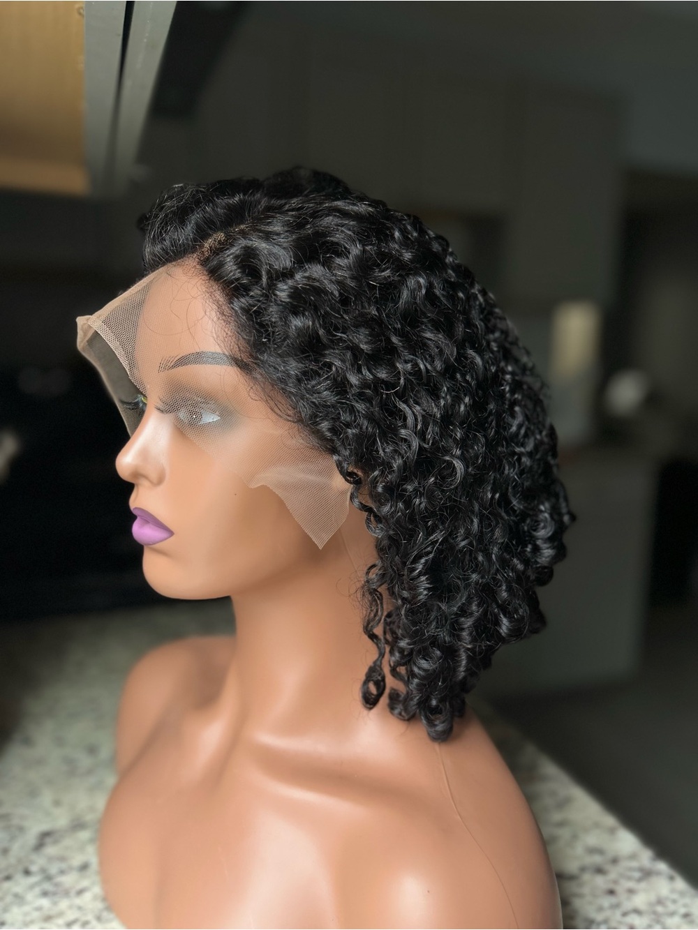 210% density 13*4 lace wig, 16” Burmese curls wig,human hair,bob wig